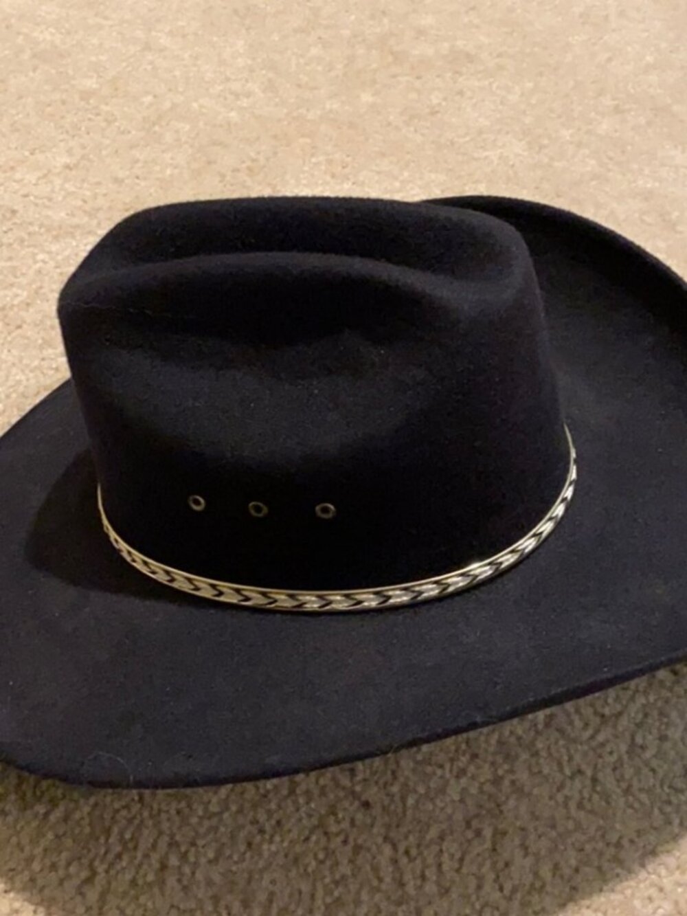 SUMMIT Black Wool Velvet Cowboy Hat Western Ranch Cowboy Hat 55 6 7/8